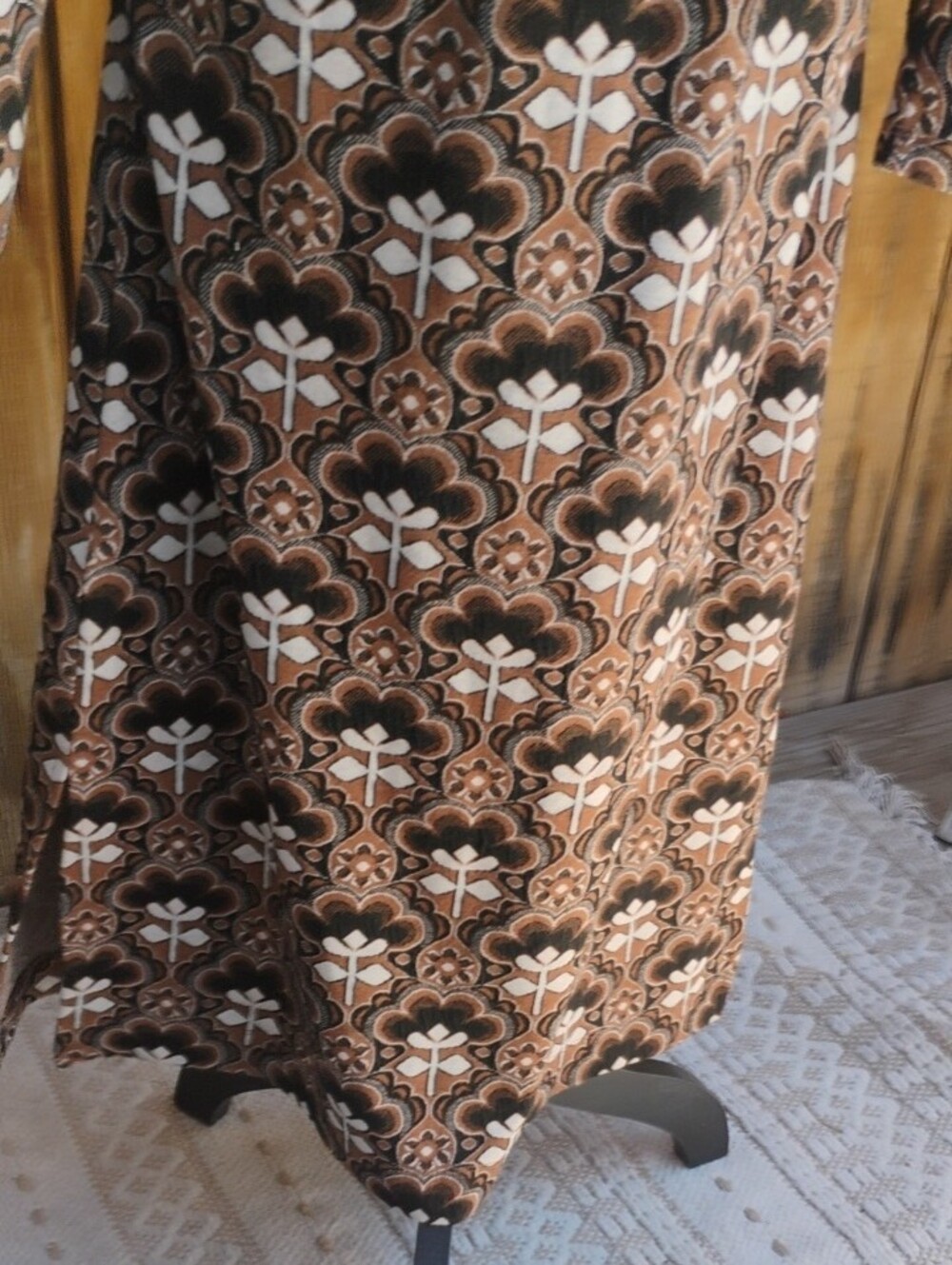 Maeve Anthropologie Brown Floral-Print Retro Inspired Midi Dress - Picture 5 of 7